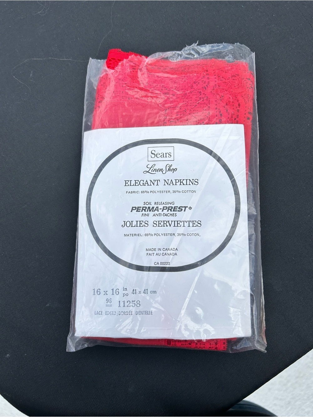 4/$100 Sears Linen Shop Elegant Red Lace Napkins (Set)